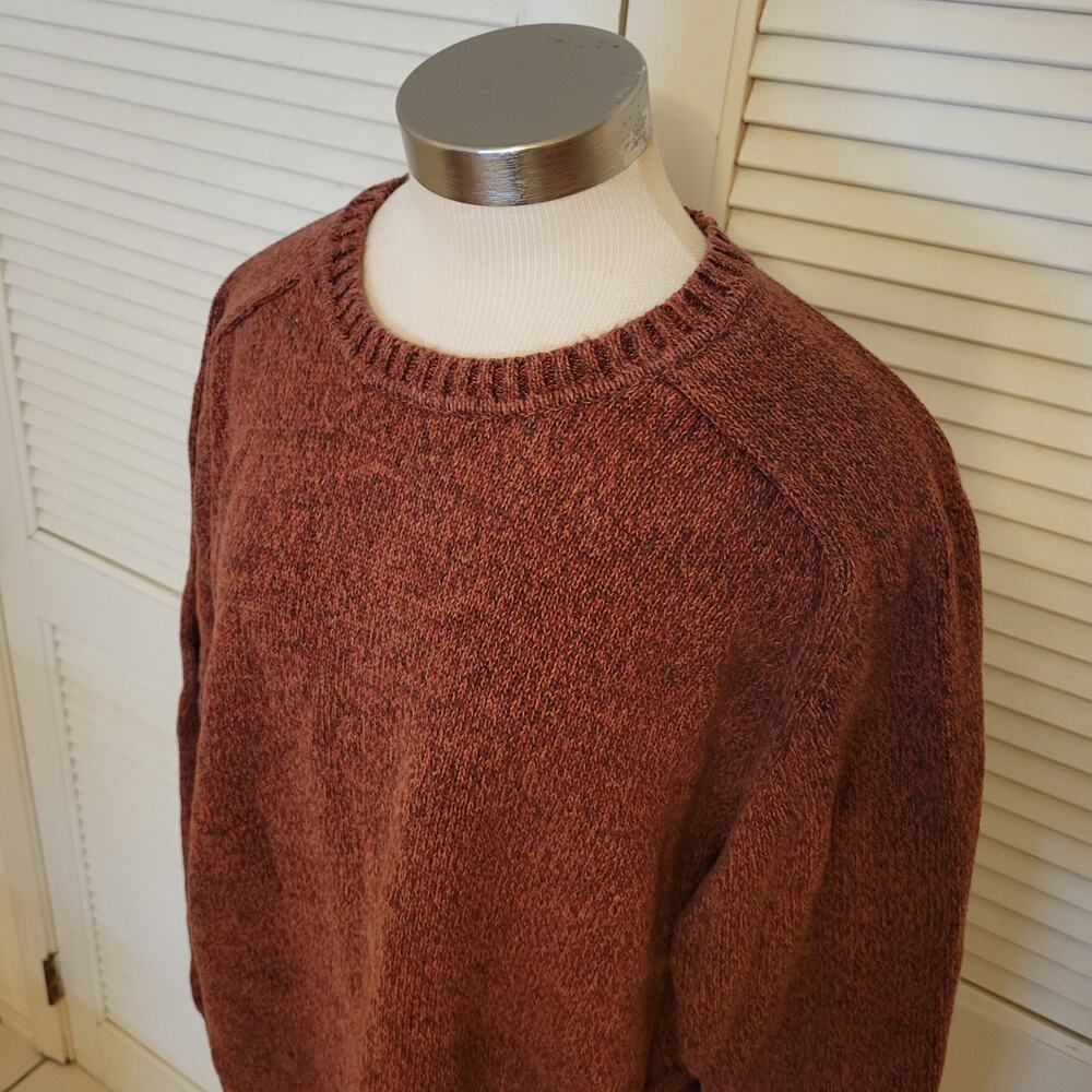 Earth Tone Cotton Woven Sweater Croft and Barrow Women XL Crewneck Pullover 90s - Picture 2 of 7